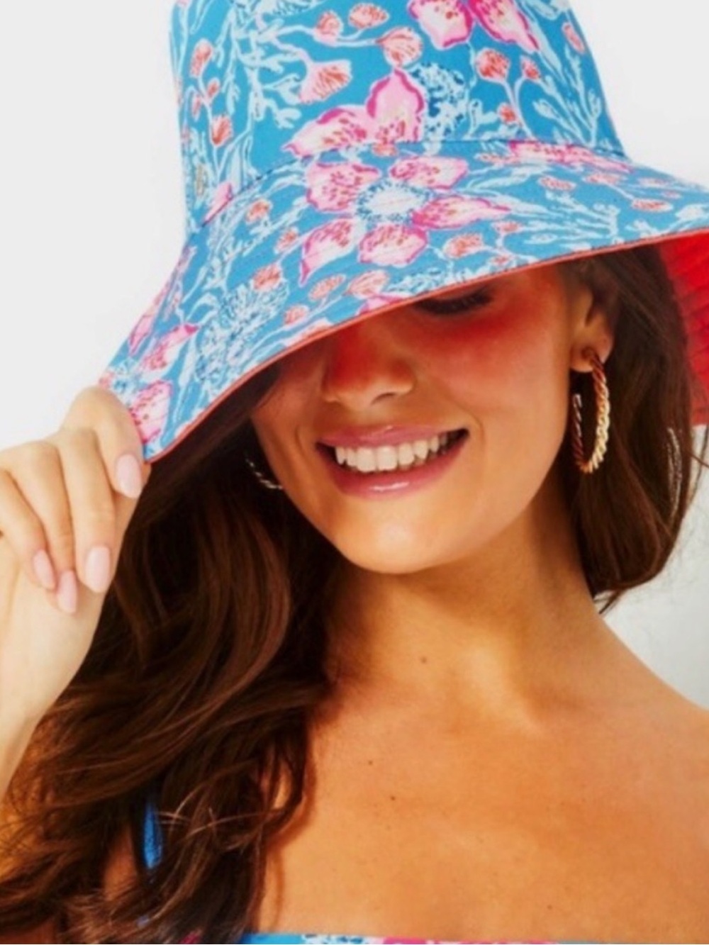Lilly Pulitzer Reversible Canvas UPF 50 Bahamian Rhapsody's Sun Hat GWP NWT OS - Picture 8 of 8